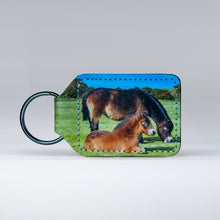 Load image into Gallery viewer, Leather keyring featuring an Exmoor Pony and Foal
