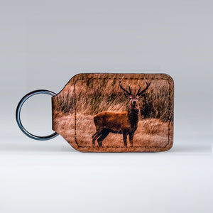 Leather keyrings featuring a classic Exmoor Stag