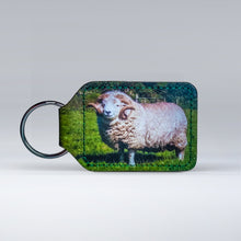 Load image into Gallery viewer, Leather keyrings featuring an Exmoor Horned Sheep
