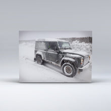 Load image into Gallery viewer, An Exmoor National Park Ranger’s Landrover covered in snow and ice.
