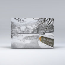 Load image into Gallery viewer, The snowy footpath to Tarr Steps on the Two Moors Way.
